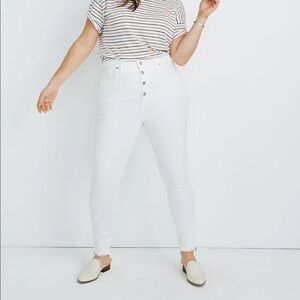 NWT Madewell 10" High-Rise Skinny Jeans in Pure White: Step-Hem Edition SZ 32